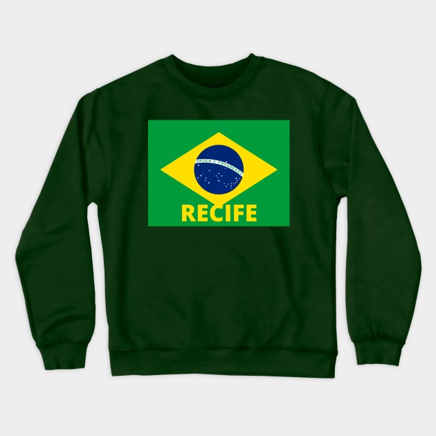 Recife City in Brazilian Flag Crewneck Sweatshirt by aybe7elf